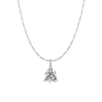 Akshat Sapphire Sterling Silver (92.5% purity) God Ganesha Chain Pendant (Pendant with Figaro Chain) for Men & Women Pure Silver Lord Ganapathy Chain Locket for Good Health & Wealth