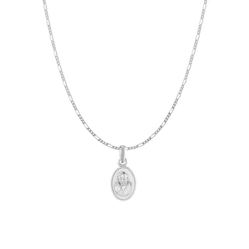 AKSHAT SAPPHIRE Sterling Silver (Silver with 92.5% purity) God Shree Sai Baba chain Pendant (Pendant with Figaro Chain) for Men & Women Pure Sterling Silver Lord Sai Baba chain Locket For Good Wealth & Health