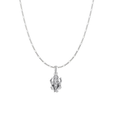 Akshat Sapphire Sterling Silver (92.5% purity) God Ganesha Chain Pendant (Pendant with Figaro Chain) for Men & Women Pure Silver Lord Ganapathy Chain Locket for Good Health & Wealth