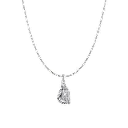 AKSHAT SAPPHIRE Sterling Silver (Silver with 92.5% purity) God Shree Sai Baba chain Pendant (Pendant with Figaro Chain) for Men & Women Pure Sterling Silver Lord Sai Baba chain Locket For Good Wealth & Health