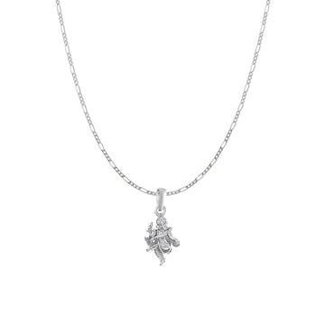 Akshat Sapphire Sterling Silver (92.5% purity) God Ganesha Chain Pendant (Pendant with Figaro Chain) for Men & Women Pure Silver Lord Ganapathy Chain Locket for Good Health & Wealth
