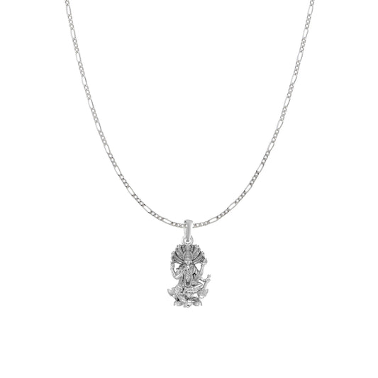 Akshat Sapphire Sterling Silver (92.5% purity) Vishnu ji chain pendant (Pendant with Figaro Chain) for Men and women, God vishnu chain Locket for Good Luck, Health & Wealth