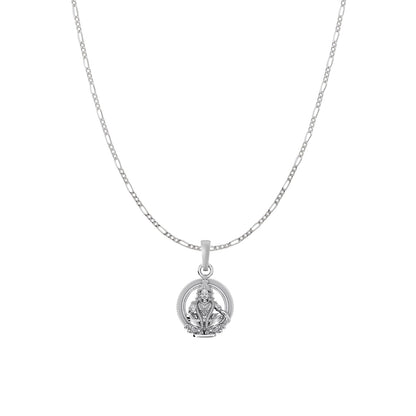 Akshat Sapphire Sterling Silver (92.5% purity) God Ayyappa Chain Pendant (Pendant with Figaro Chain) for Men & Women Pure Silver Lord Ayyappa Chain Locket