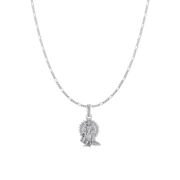 Akshat Sapphire Sterling Silver (92.5% purity) God Kartikeya Chain Pendant (Pendant with Figaro Chain) for Men & Women Pure Silver Lord Kartikeya Chain Locket for Good Health & Wealth