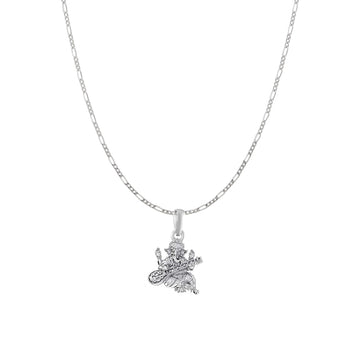 Akshat Sapphire Sterling Silver (92.5% purity) God Ganesha Chain Pendant (Pendant with Figaro Chain) for Men & Women Pure Silver Lord Ganapathy Chain Locket for Good Health & Wealth