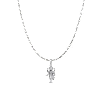 Akshat Sapphire Sterling Silver (92.5% purity) Goddess Laxmi Ji Chain Pendant (Pendant with Figaro Chain) for Men & Women Pure Silver Lord Laxmi Ji Chain Locket for Health & Wealth