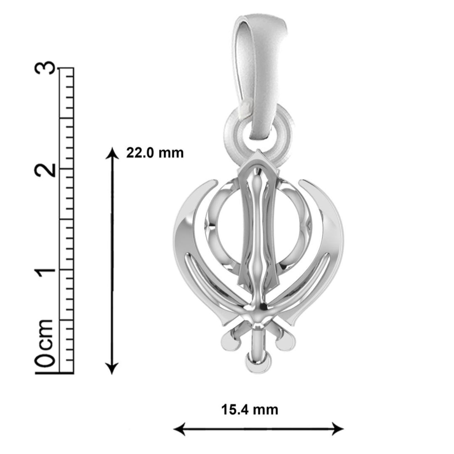 Akshat Sapphire Sterling Silver (92.5% purity) Sikh Khanda Symbol chain Pendant (Pendant with Figaro Chain) for Men and Women Pure Silver spiritual Punjabi Sikh Sardar khanda symbol chain Locket for Good Luck, Health & Wealth