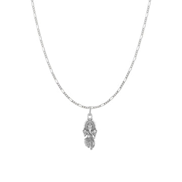 Akshat Sapphire Sterling Silver (92.5% purity) God Ganesha Chain Pendant (Pendant with Figaro Chain) for Men & Women Pure Silver Lord Ganapathy Chain Locket for Good Health & Wealth