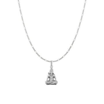 Akshat Sapphire Sterling Silver (92.5% purity) God Shiva Chain Pendant (Pendant with Figaro Chain) for Men & Women Pure Silver Lord Shiv Chain Locket for Good Health & Wealth