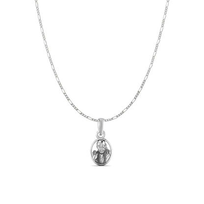 AKSHAT SAPPHIRE Sterling Silver (Silver with 92.5% purity) God Shree Sai Baba chain Pendant (Pendant with Figaro Chain) for Men & Women Pure Sterling Silver Lord Sai Baba chain Locket For Good Wealth & Health