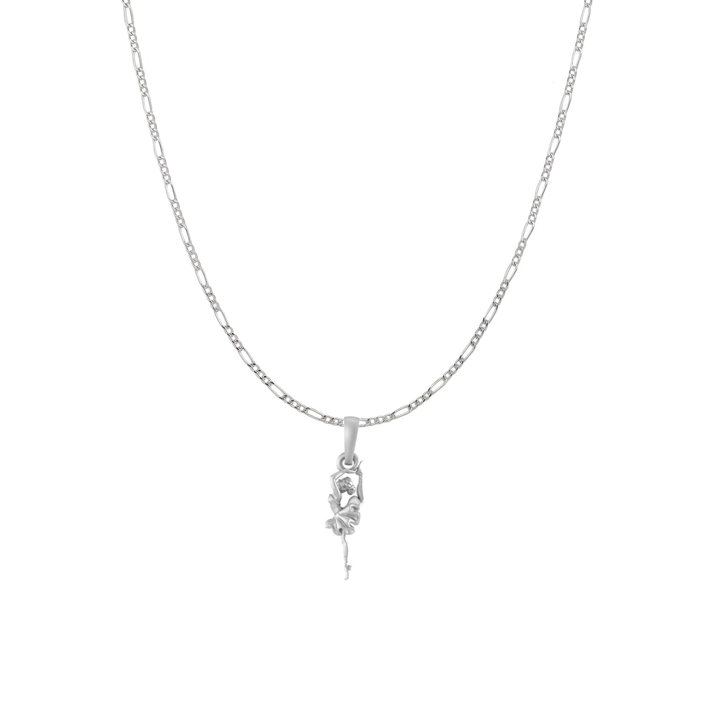 Sterling Silver (92.5% Purity) Pure Silver Stylish and Fashionable Happy Dancing girl Chain Pendant (Locket with Figaro Chain) for Men & Women