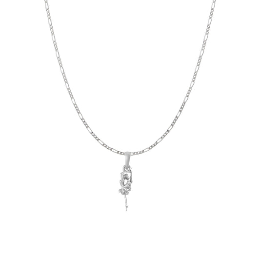 Sterling Silver (92.5% Purity) Pure Silver Stylish and Fashionable Happy Dancing girl Chain Pendant (Locket with Figaro Chain) for Men & Women