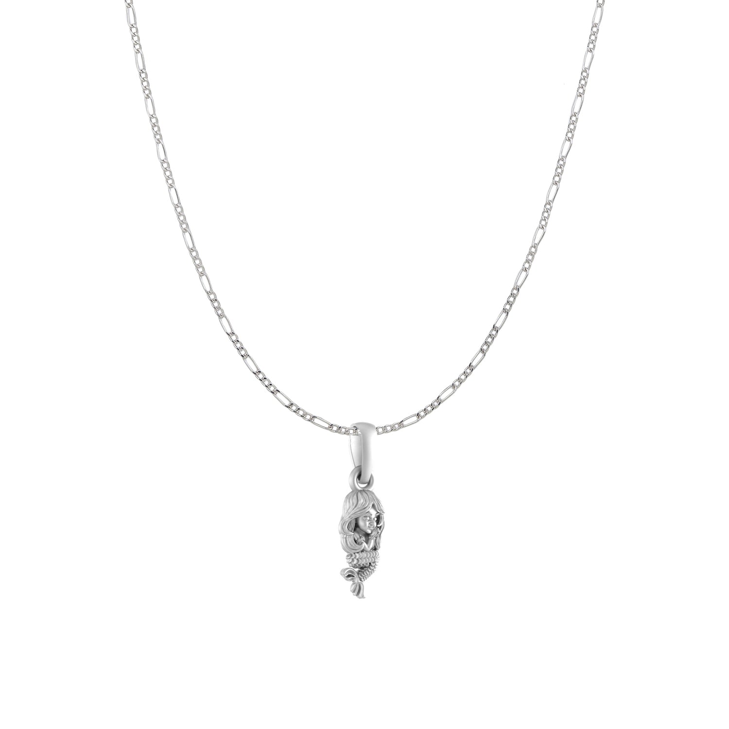 Akshat Sapphire Sterling Silver (92.5% purity) ambitious and Stylish divine Mermaid Chain Pendant  (Pendant with Figaro Chain) for Men & Women Pure Silver Fashionable and gorgeous Mermaid Chain Locket for Happiness and joy