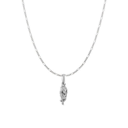Sterling Silver (92.5% Purity) Pure Silver ambitious and Stylish divine Mermaid Chain Pendant (Locket with Figaro Chain) for Men & Women