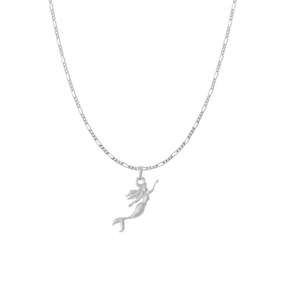 Sterling Silver (92.5% Purity) Pure Silver ambitious and Stylish divine Mermaid Chain Pendant (Locket with Figaro Chain) for Men & Women