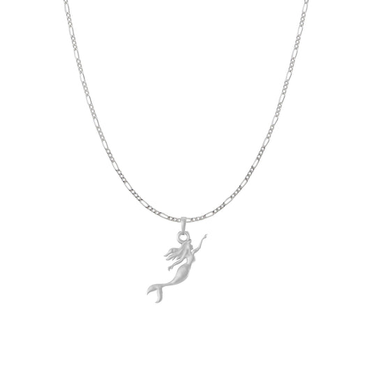 Sterling Silver (92.5% Purity) Pure Silver ambitious and Stylish divine Mermaid Chain Pendant (Locket with Figaro Chain) for Men & Women