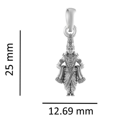 Sterling Silver (92.5% Purity) Pure Silver God Vitthal Chain Pendant (Locket with Figaro Chain) for Men & Women