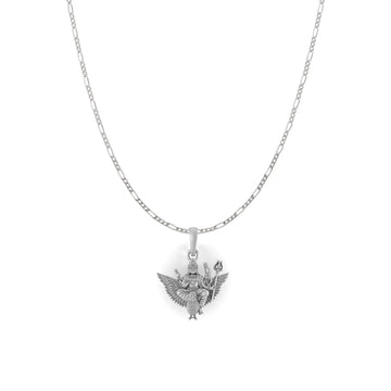 God Shani Dev Pure Silver 92.5% purity Chain pendant by Akshat Sapphire Shani Dev Pendant (Pendant with Figaro Chain-18 inches)