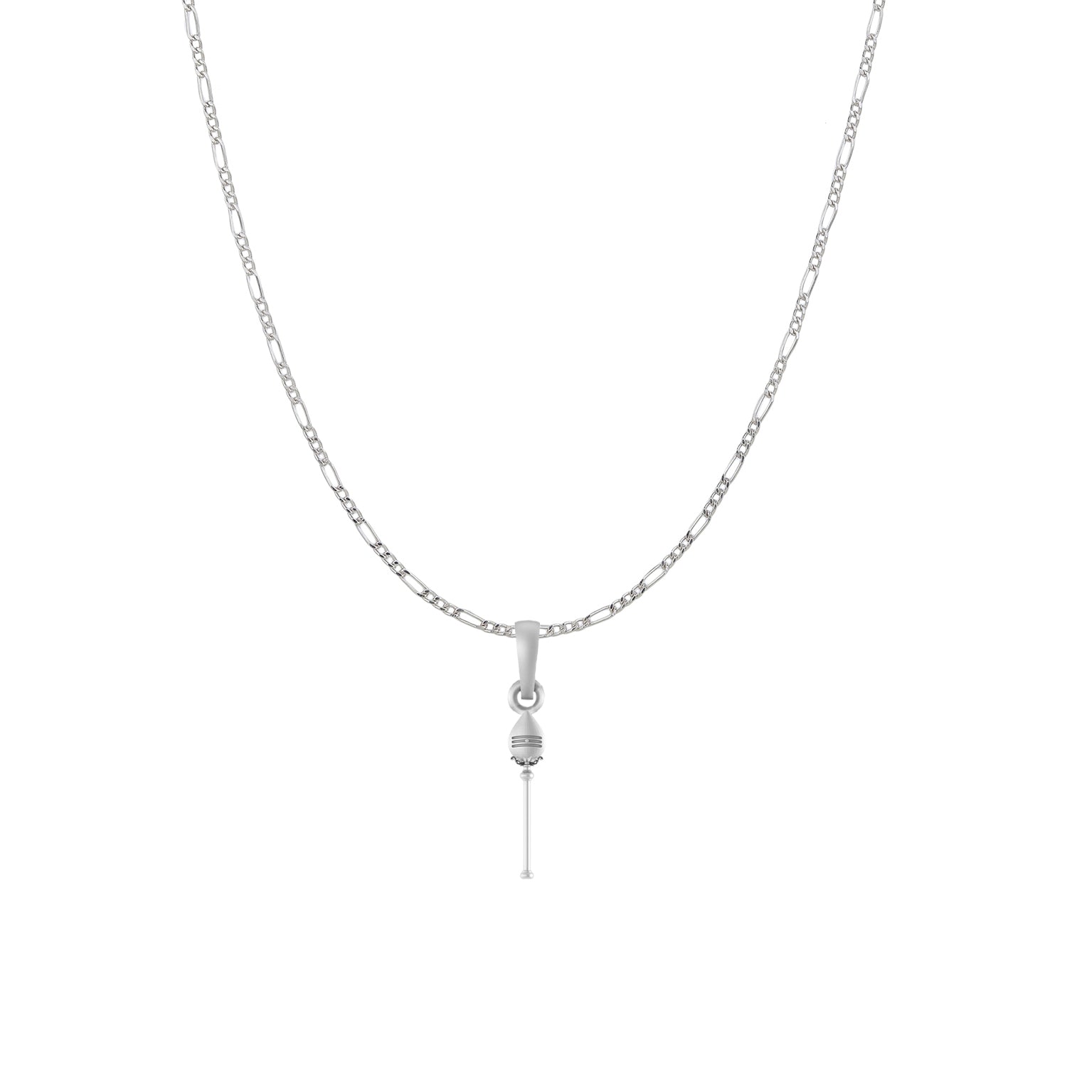 Spiritual Vel Pandel Pure Silver 92.5% purity Chain pendant by Akshat Sapphire Vel Pandel Pendant (Pendant with Figaro Chain-18 inches)