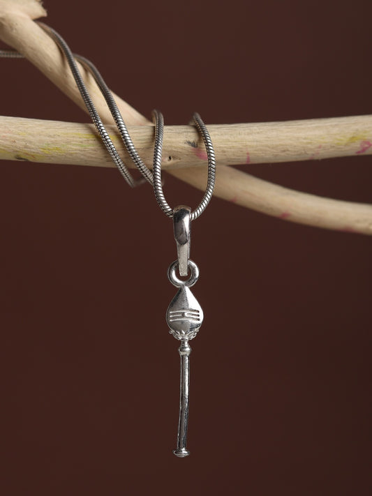 Spiritual Vel Pandel Pure Silver 92.5% purity Chain pendant by Akshat Sapphire Vel Pandel Pendant (Pendant with Figaro Chain-18 inches)