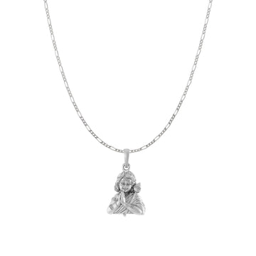 God Kartikeya Pure Silver 92.5% purity Chain pendant by Akshat Sapphire Murugan Pendant (Pendant with Figaro Chain-18 inches)