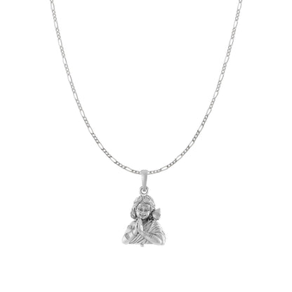 God Kartikeya Pure Silver 92.5% purity Chain pendant by Murugan Pendant (Pendant with Figaro Chain-18 inches)