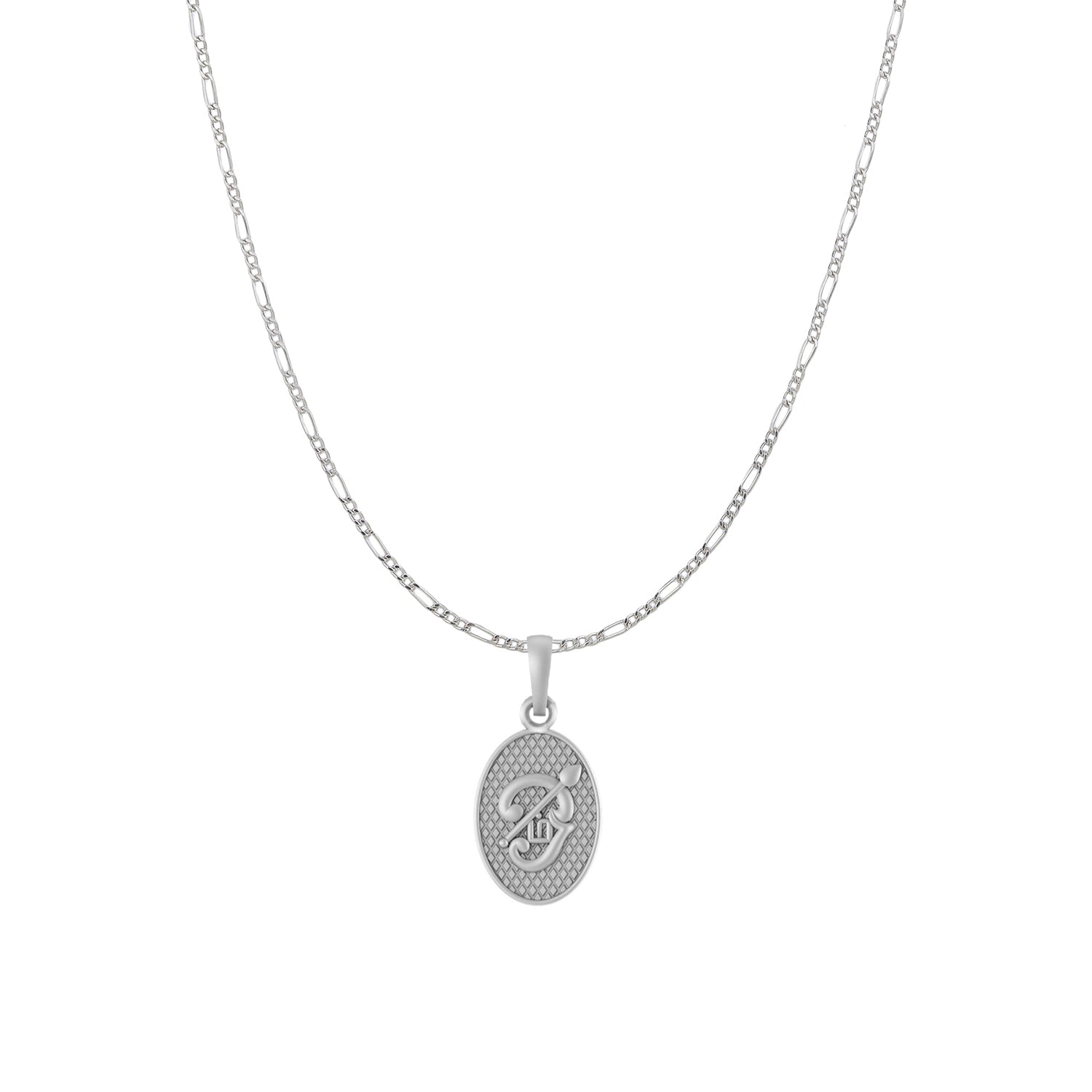 Spiritual Tamil OM Pure Silver 92.5% purity Chain pendant by Akshat Sapphire for Men & Women (Pendant with Figaro Chain-18 inches)