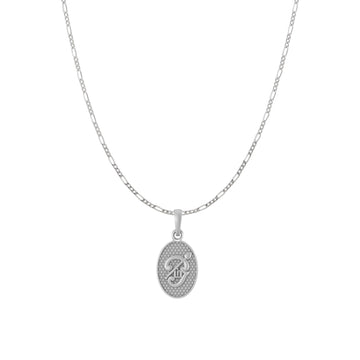 Spiritual Tamil OM Pure Silver 92.5% purity Chain pendant by Akshat Sapphire for Men & Women (Pendant with Figaro Chain-18 inches)