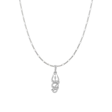 Spiritual Tamil OM Pure Silver 92.5% purity Chain pendant by Akshat Sapphire for Men & Women (Pendant with Figaro Chain-18 inches)