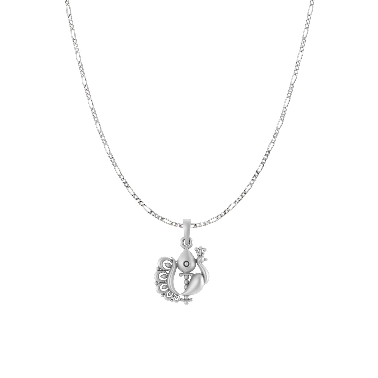 God Kartikeya Pure Silver 92.5% purity Chain pendant by Akshat Sapphire Murugan Pendant (Pendant with Figaro Chain-18 inches)