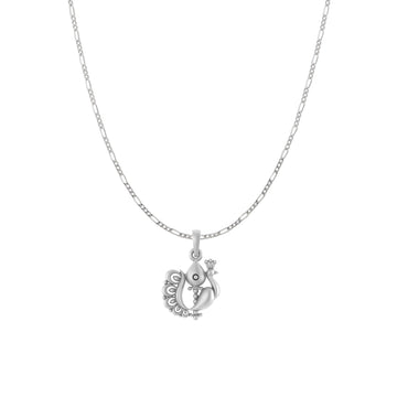 God Kartikeya Pure Silver 92.5% purity Chain pendant by Akshat Sapphire Murugan Pendant (Pendant with Figaro Chain-18 inches)