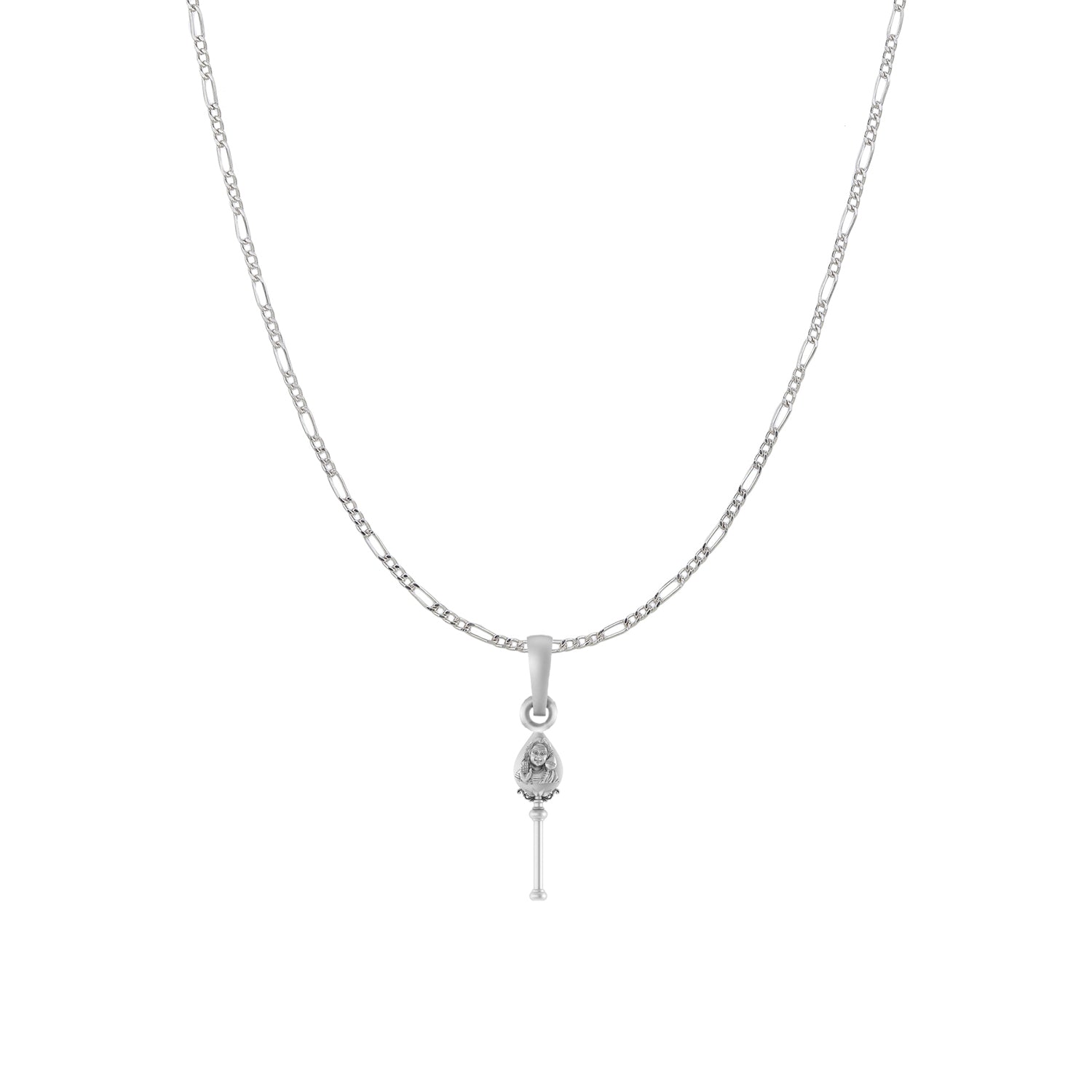 God Kartikeya Pure Silver 92.5% purity Chain pendant by Akshat Sapphire Murugan Pendant (Pendant with Figaro Chain-18 inches)