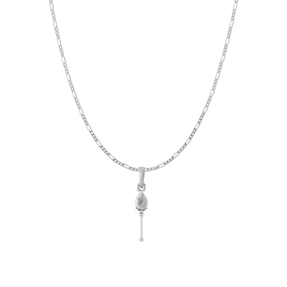 God Kartikeya Pure Silver 92.5% purity Chain pendant by Murugan Pendant (Pendant with Figaro Chain-18 inches)