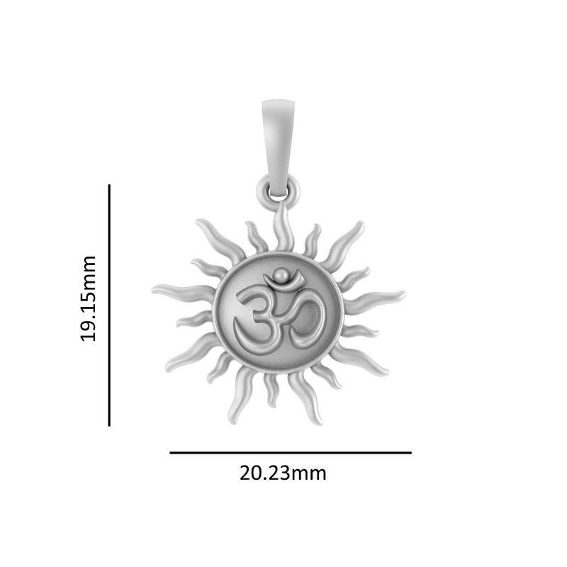 Sterling Silver (92.5% Purity) Pure Silver Spiritual OM Chain Pendant (Locket with Figaro Chain-18 inches) for Women