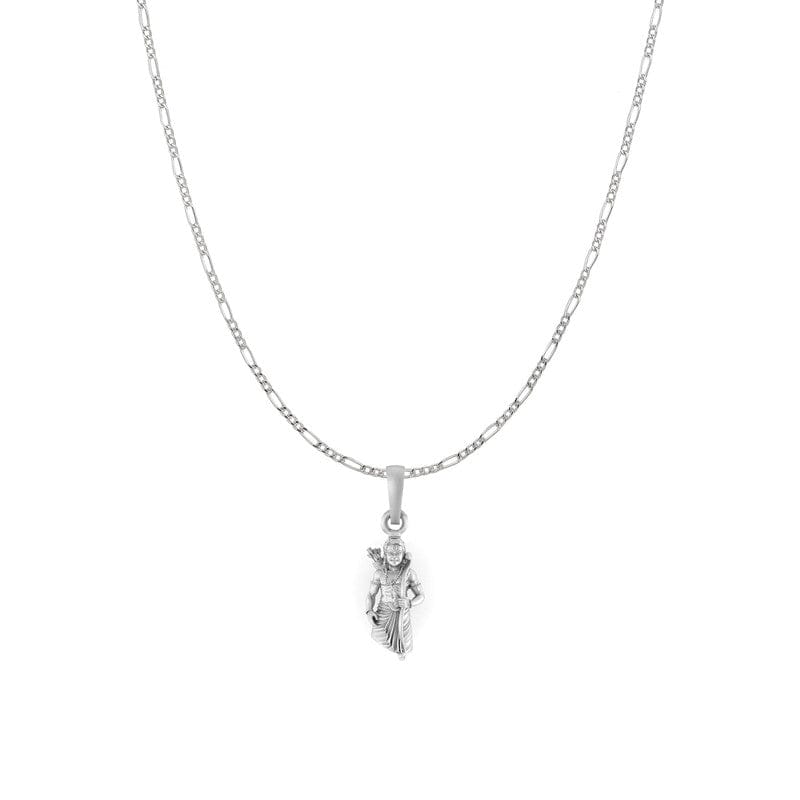 Akshat Sapphire Sterling Silver (92.5% purity) God Ram Ji chain Pendant (Pendant with Figaro Chain-18 inches) for Women Pure Silver Bhagwan Shri Ram Locket for Good Health & Wealth