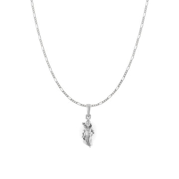 Akshat Sapphire Sterling Silver (92.5% purity) God Ram Ji chain Pendant (Pendant with Figaro Chain-18 inches) for Women Pure Silver Bhagwan Shri Ram Locket for Good Health & Wealth