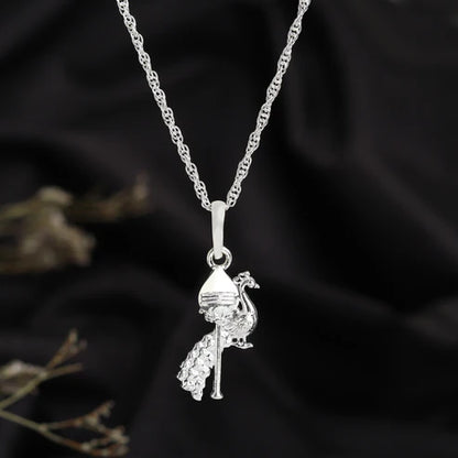 Sterling Silver (92.5% Purity) Pure Silver Spiritual God Kartikeya Chain Pendant (Locket with Snake Chain-22 inches) for Men & Women