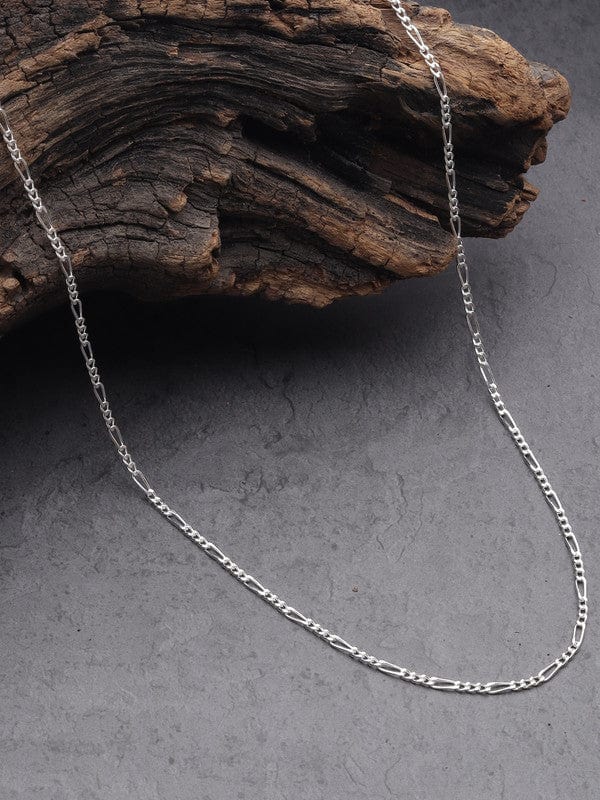 Sterling Silver (92.5% Purity) Pure Silver Spiritual OM Chain Pendant (Locket with Figaro Chain-18 inches) for Women