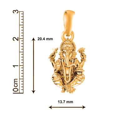 22KT Gold Plated Sterling Silver (92.5% Purity) Pure Silver God Ganesha Chain Pendant (Locket with Figaro Chain) for Women