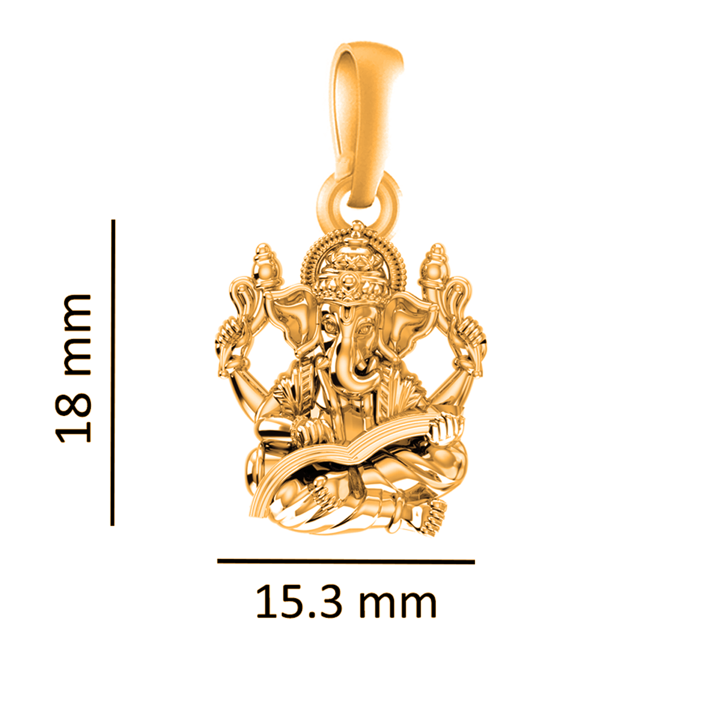 22KT Gold Plated Sterling Silver (92.5% Purity) Pure Silver God Ganesha Chain Pendant (Locket with Figaro Chain) for Women