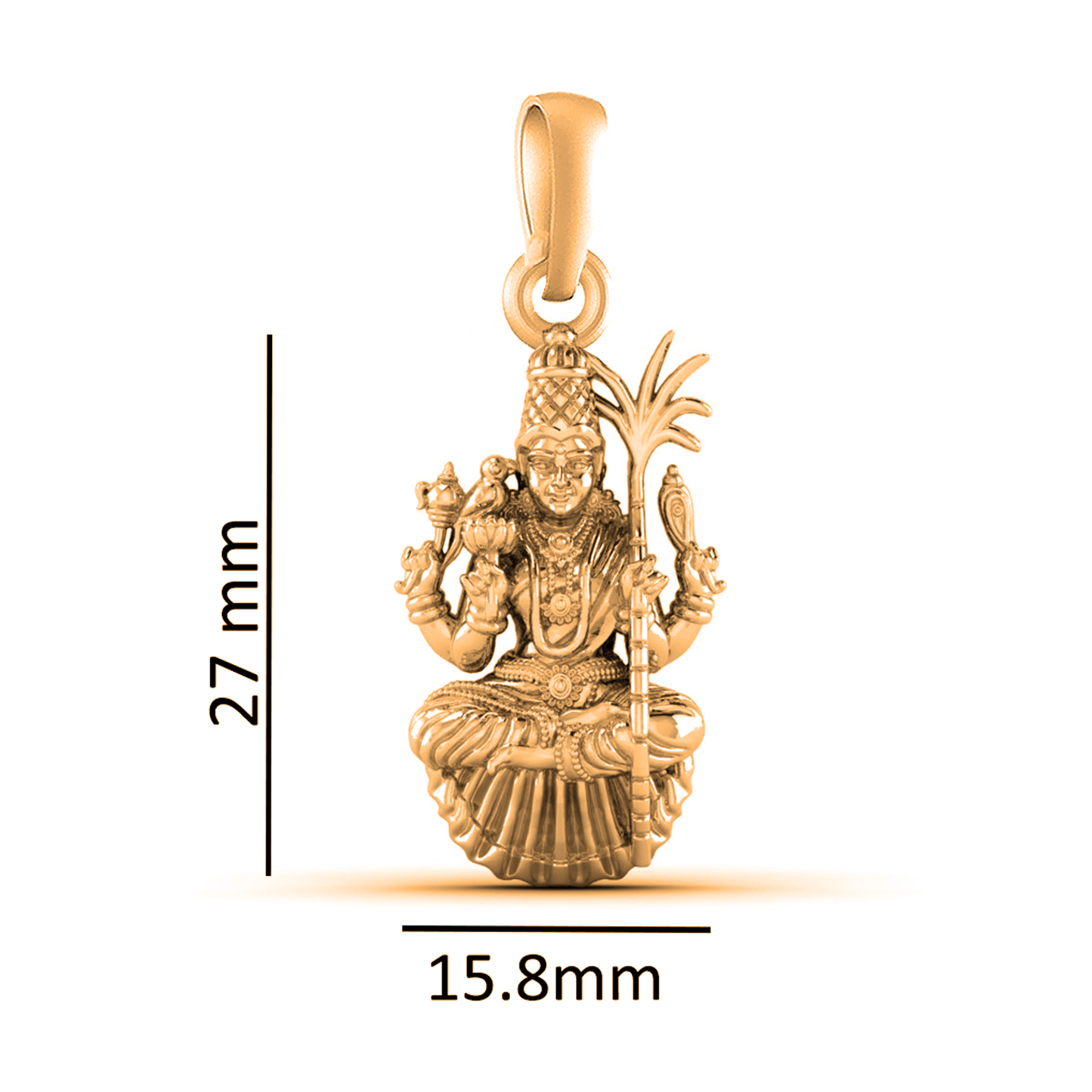 22KT Gold Plated Sterling Silver (92.5% Purity) Goddess Maa Lalita Parameswari Chain Pendant (Locket with Figaro Chain) for Women