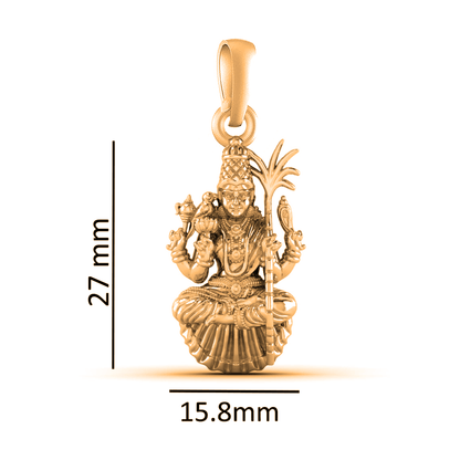 22KT Gold Plated Sterling Silver (92.5% Purity) Goddess Maa Lalita Parameswari Chain Pendant (Locket with Figaro Chain) for Women
