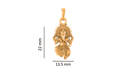22KT Gold Plated Sterling Silver (92.5% Purity) Pure Silver God Ganesha Chain Pendant (Locket with Figaro Chain) for Women