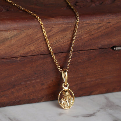 22KT Gold Plated Sterling Silver (92.5% Purity) Pure Silver God Shree Sai Baba chain Pendant (Locket with Figaro Chain) for Women
