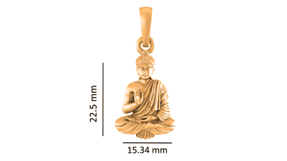 22KT Gold Plated Sterling Silver (92.5% Purity) Pure Silver Spiritual God Gautam Buddha Chain Pendant (Locket with Figaro Chain) for Women