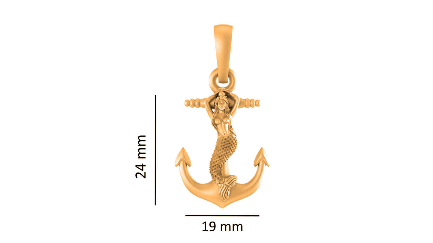 22KT Gold Plated Sterling Silver (92.5% Purity) Pure Silver Ship Anchor Chain Pendant (Locket with Figaro Chain) for Women