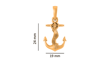 22KT Gold Plated Sterling Silver (92.5% Purity) Pure Silver Ship Anchor Chain Pendant (Locket with Figaro Chain) for Women