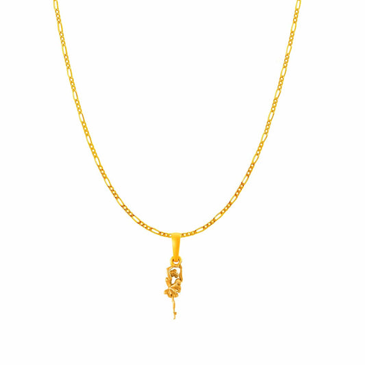 22KT Gold Plated Sterling Silver (92.5% Purity) Pure Silver Stylish and Fashionable Dancing girl Chain Pendant (Locket with Figaro Chain) for Women