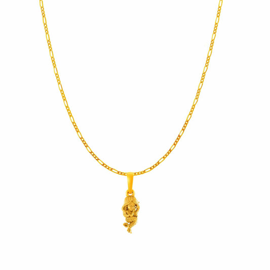 22KT Gold Plated Sterling Silver (92.5% Purity) Pure Silver ambitious and Stylish divine Mermaid Chain Pendant (Locket with Figaro Chain) for Women