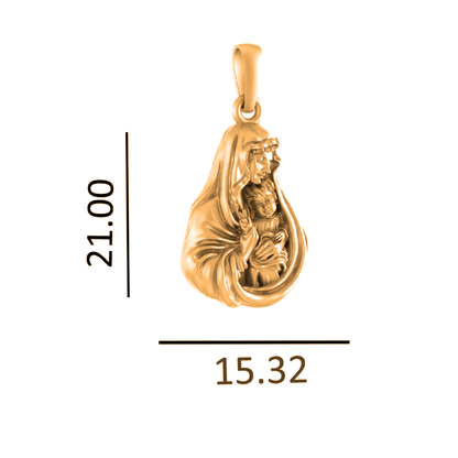 22KT Gold Plated Sterling Silver (92.5% Purity) Pure Silver God Mother Marry chain Pendant (Locket with Figaro Chain) for Women